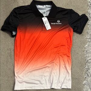 Sergio Tacchini Men's Black and Orange Ombre Polo
